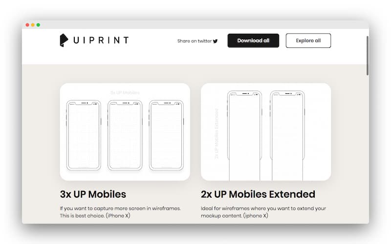 Uiprint｜一组手机模型线框素材免费下载-Boss设计