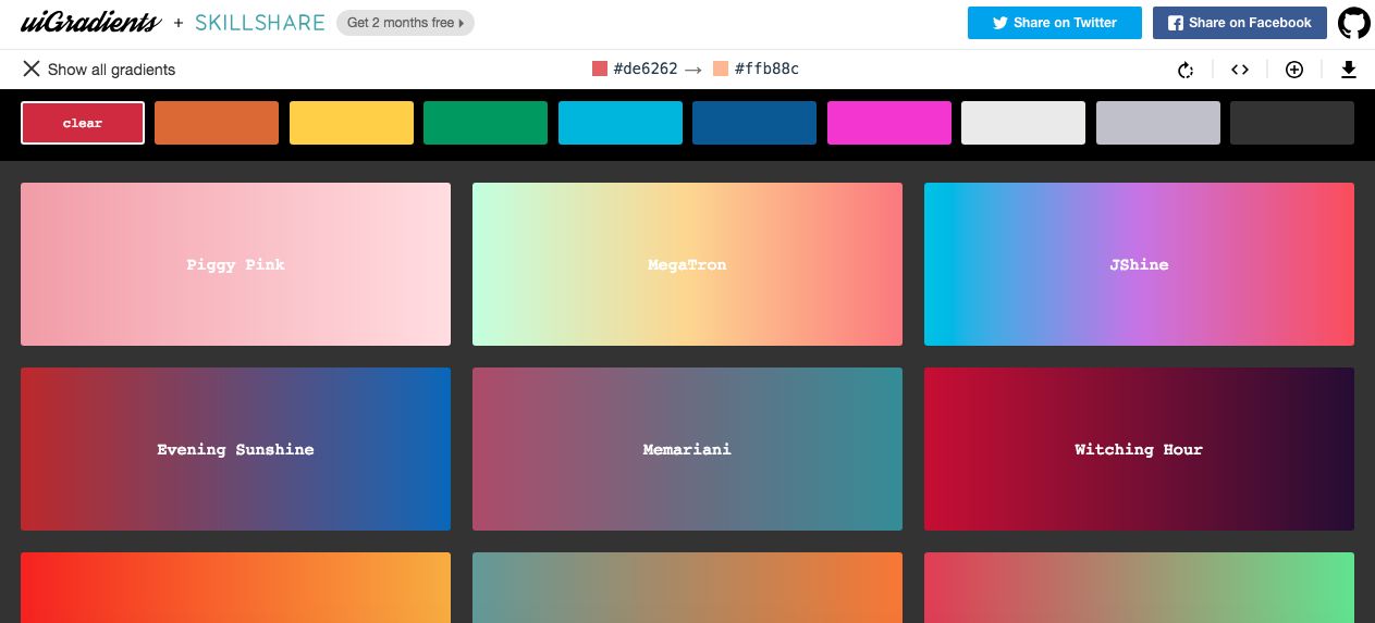 uigradients|网页设计师渐变色获取工具,让新手轻松上手!